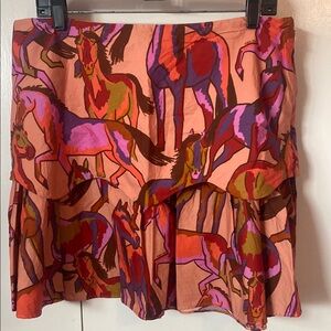 FARM Rio Pink and Red Tiered Mini Skirt